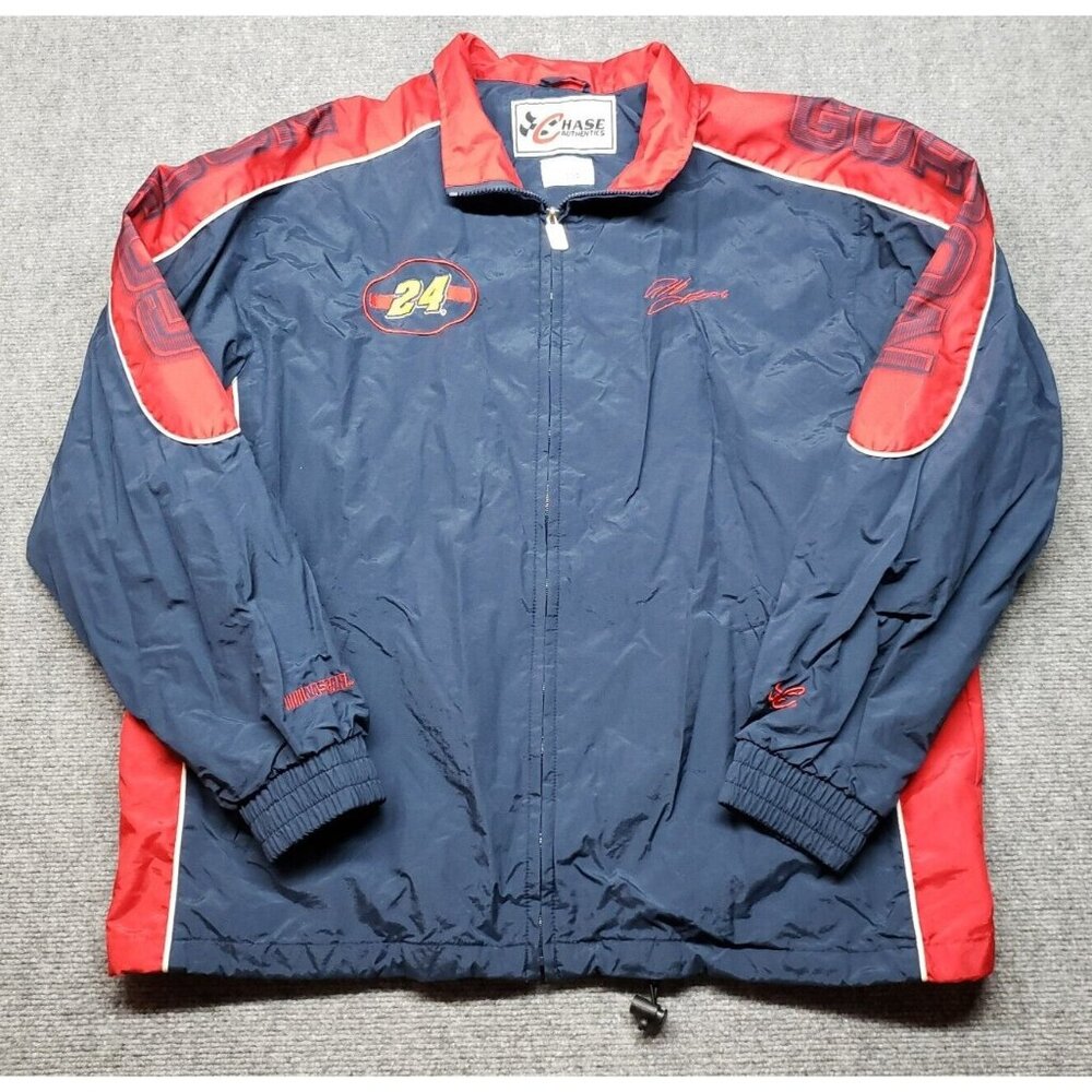 Chase Authentics Jacket Mens Size L Dark Blue Red Nylon Full Zip Jeff Gordon